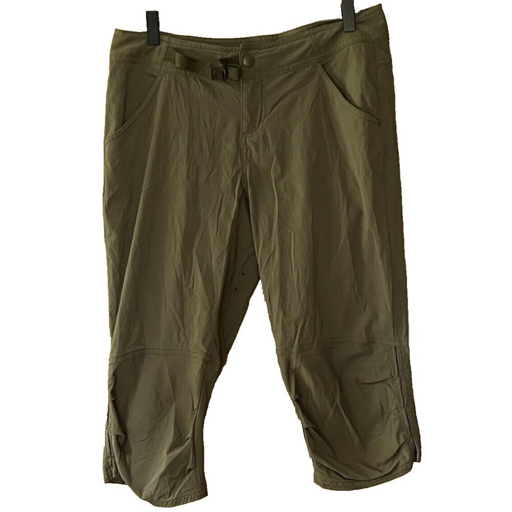 Prana Women's Size 6 Belted Army Green Lightweight Capri Hiking Pants 31" x 18"